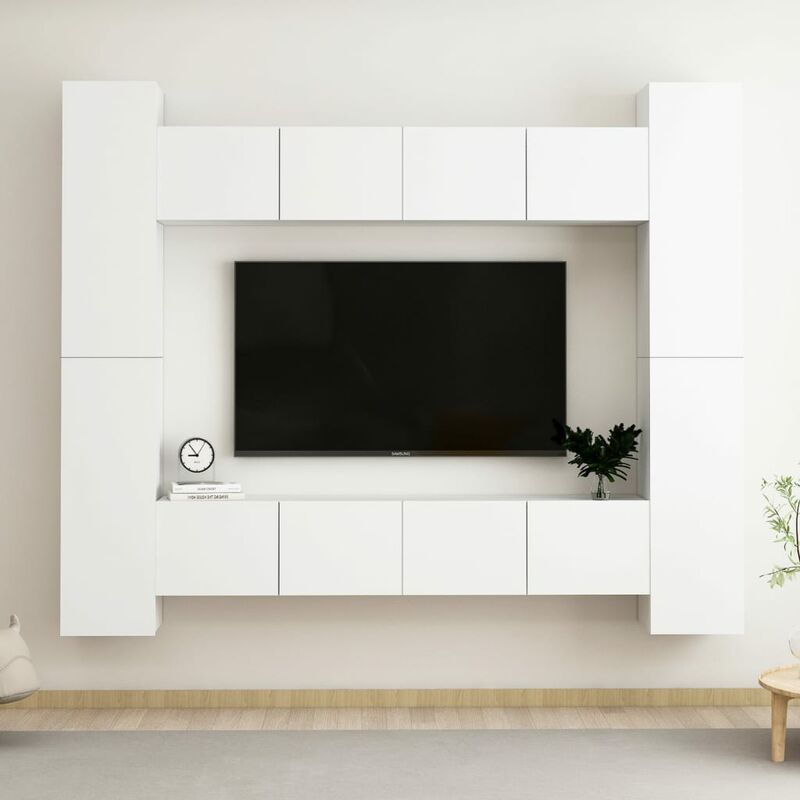 

Juego de mueble para TV de 8 piezas aglomerado blanco