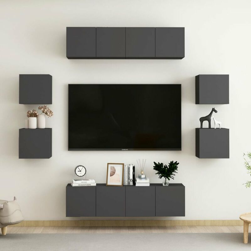 

Juego de mueble para TV de 8 piezas aglomerado gris