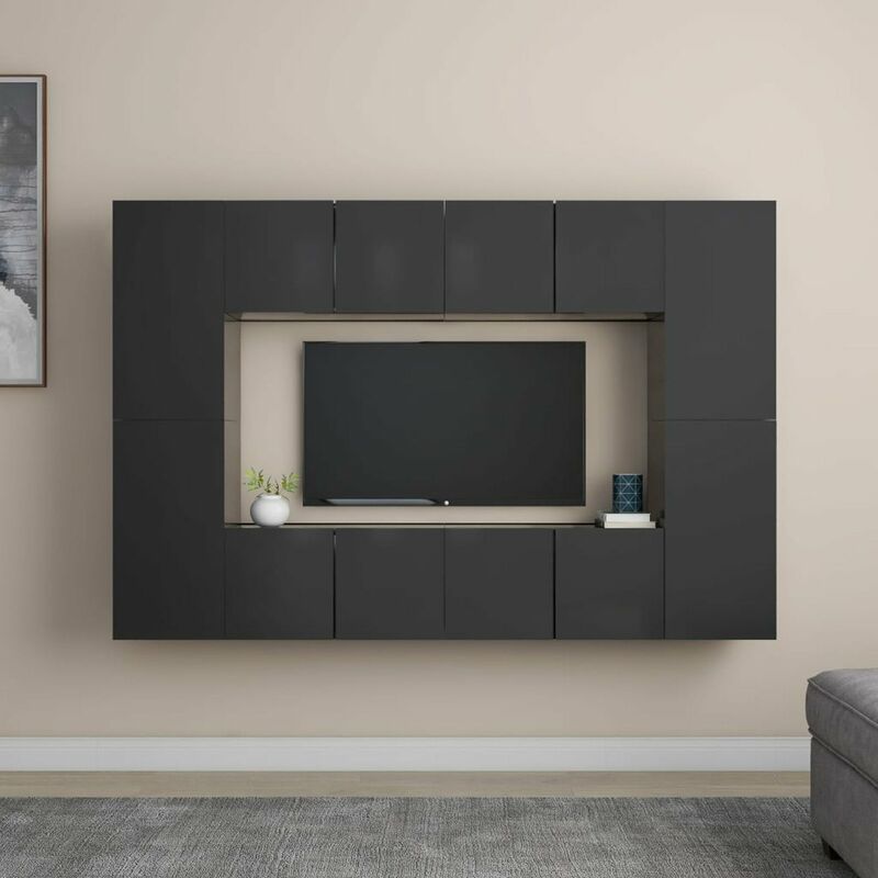 

Juego de mueble para TV de 8 piezas aglomerado gris