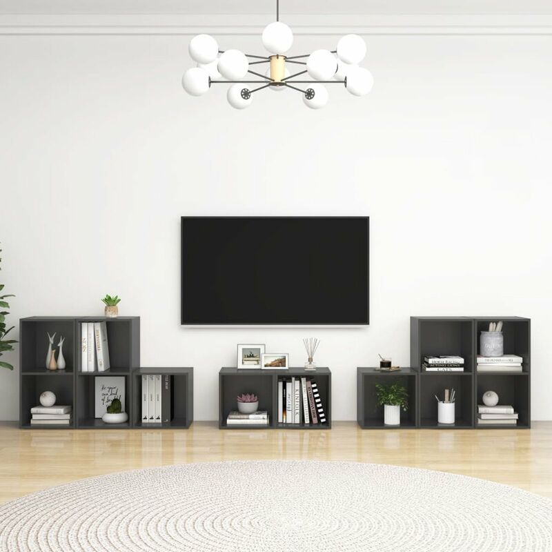 

Juego de mueble para TV de 8 piezas aglomerado gris