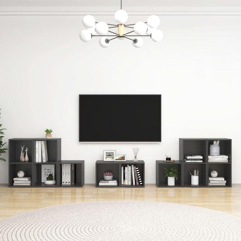 

Juego de mueble para TV de 8 piezas aglomerado gris