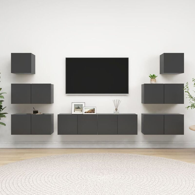 

Juego de mueble para TV de 8 piezas aglomerado gris