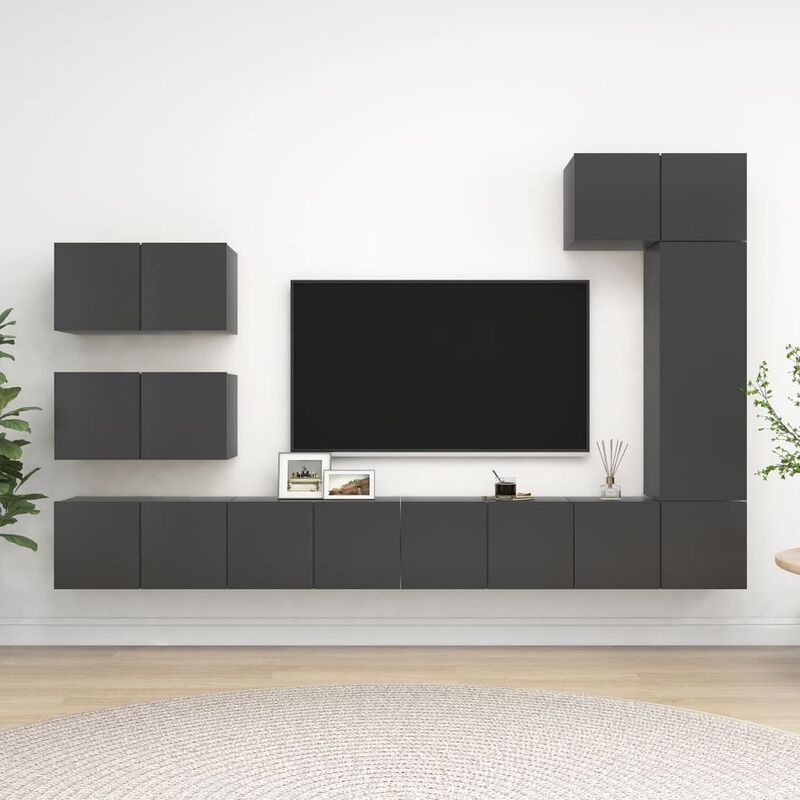 

Juego de mueble para TV de 8 piezas aglomerado gris