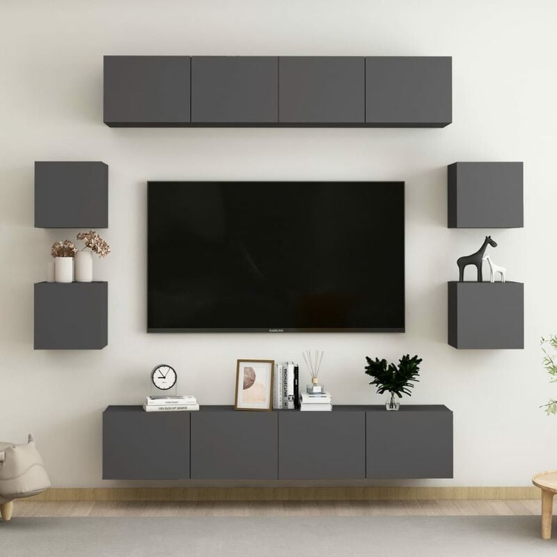

Juego de mueble para TV de 8 piezas aglomerado gris