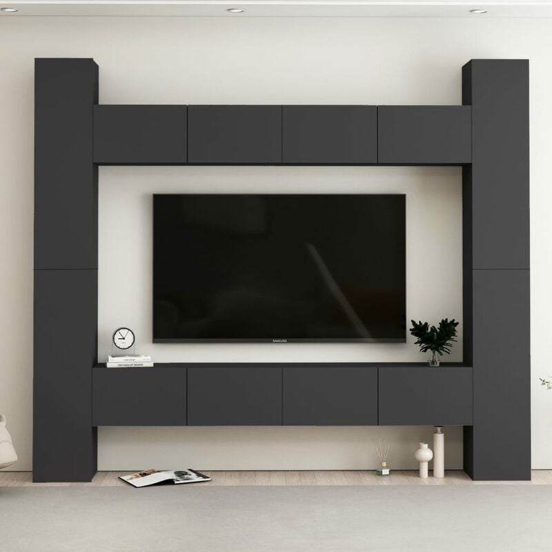 

Juego de mueble para TV de 8 piezas aglomerado gris