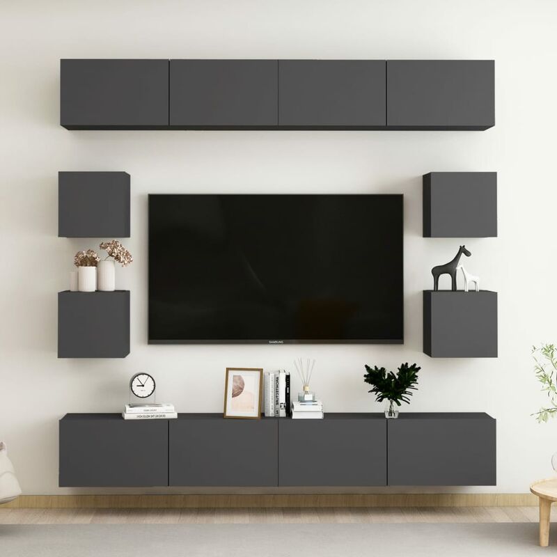 

Juego de mueble para TV de 8 piezas aglomerado gris