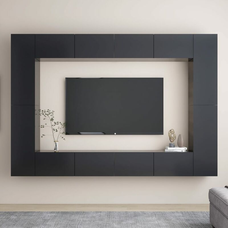 

Juego de mueble para TV de 8 piezas aglomerado gris