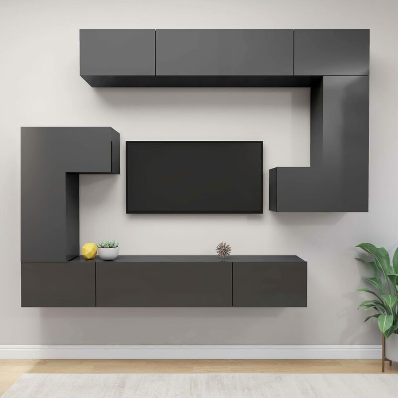 

Juego de mueble para TV de 8 piezas aglomerado gris