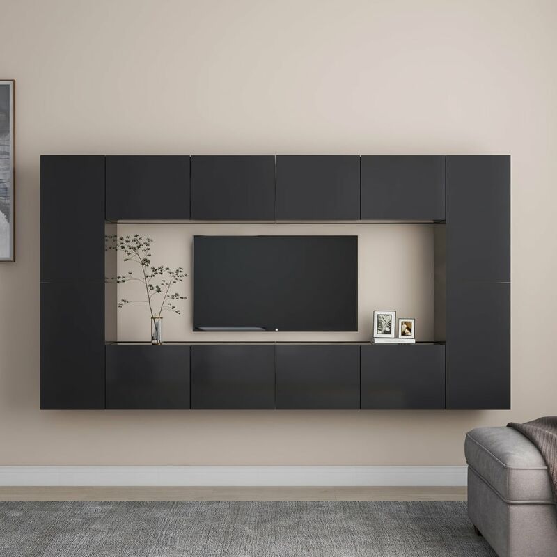 

Juego de mueble para TV de 8 piezas aglomerado gris