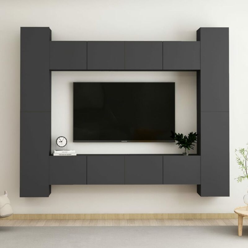 

Juego de mueble para TV de 8 piezas aglomerado gris