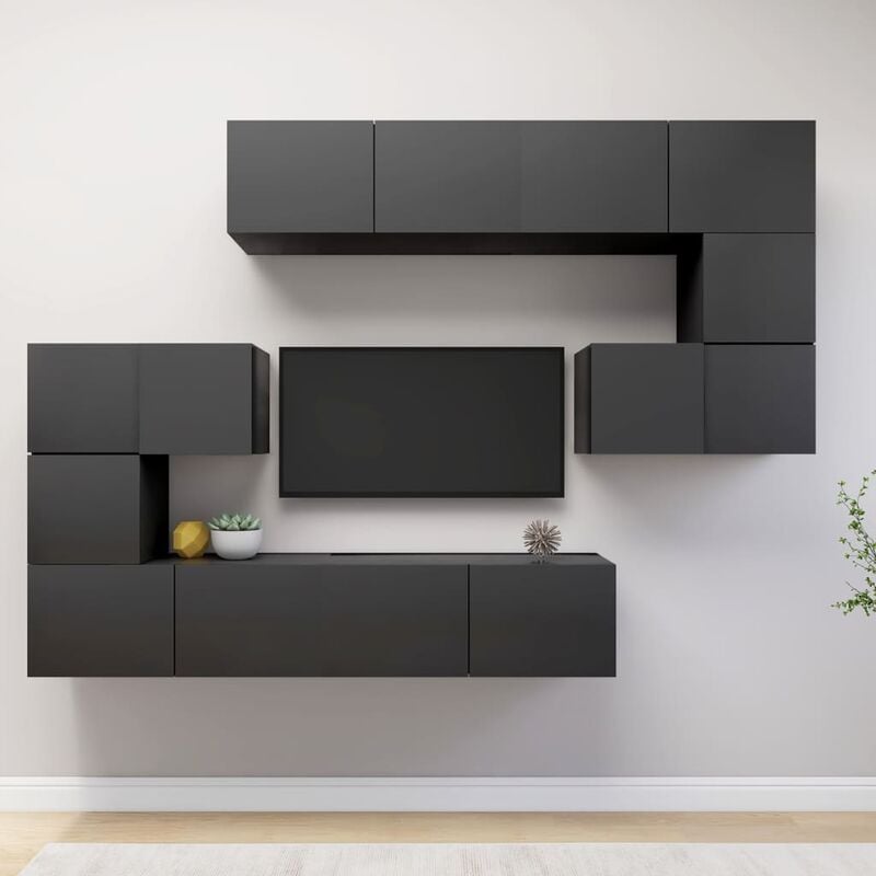 

Juego de mueble para TV de 8 piezas aglomerado gris