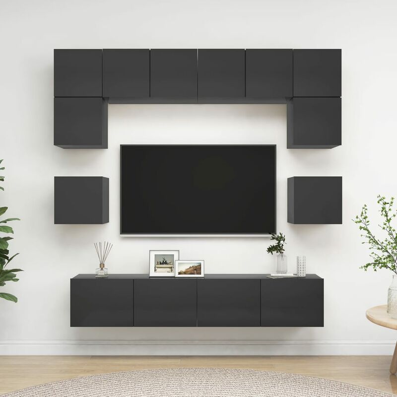 

Juego de mueble para TV de 8 piezas aglomerado gris