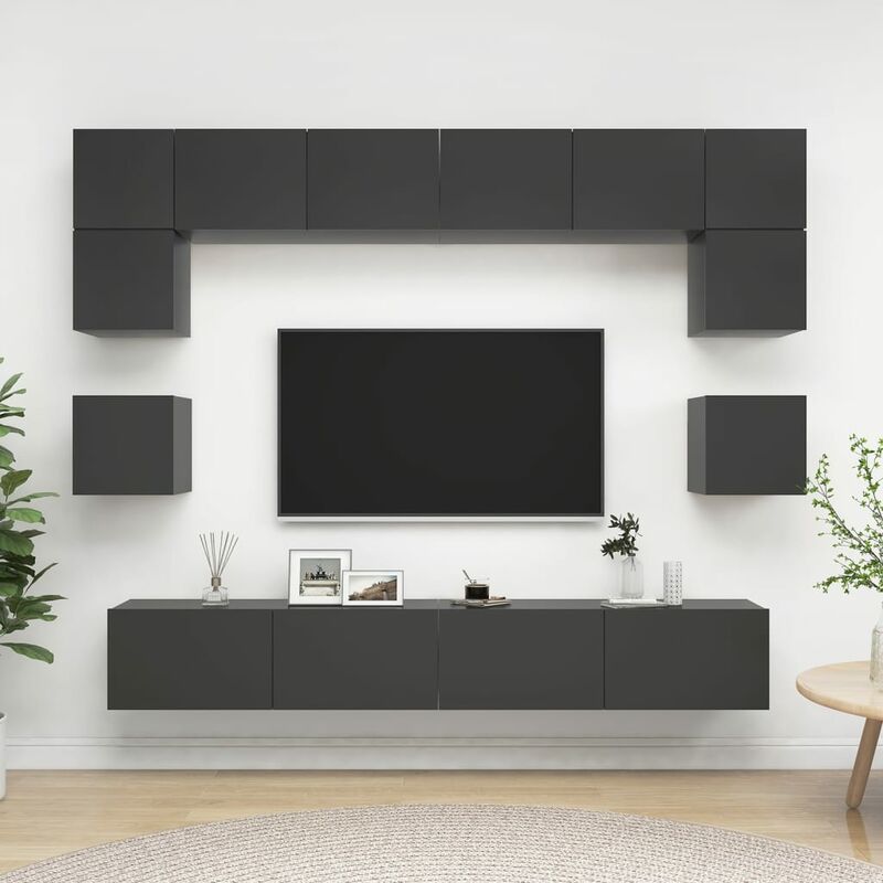 

Juego de mueble para TV de 8 piezas aglomerado gris