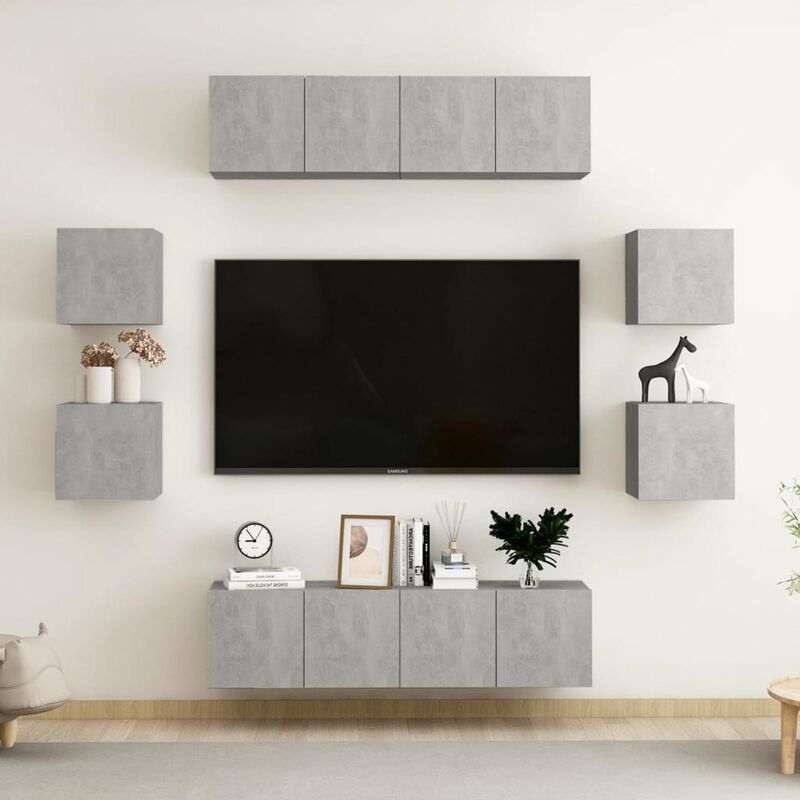 

Juego de mueble para TV de 8 piezas aglomerado gris hormigon