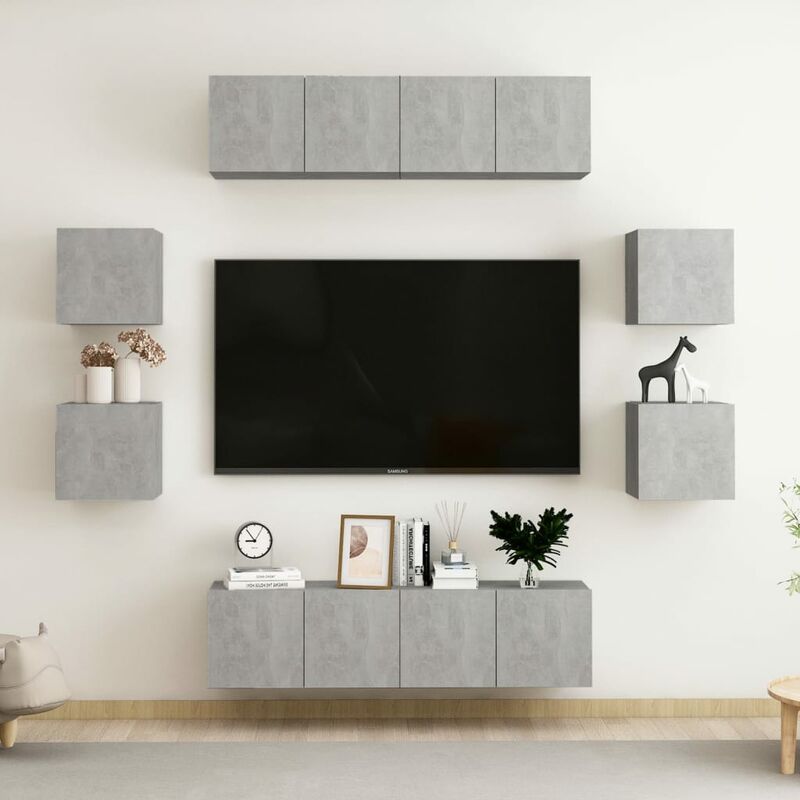 

Juego de mueble para TV de 8 piezas aglomerado gris hormigón