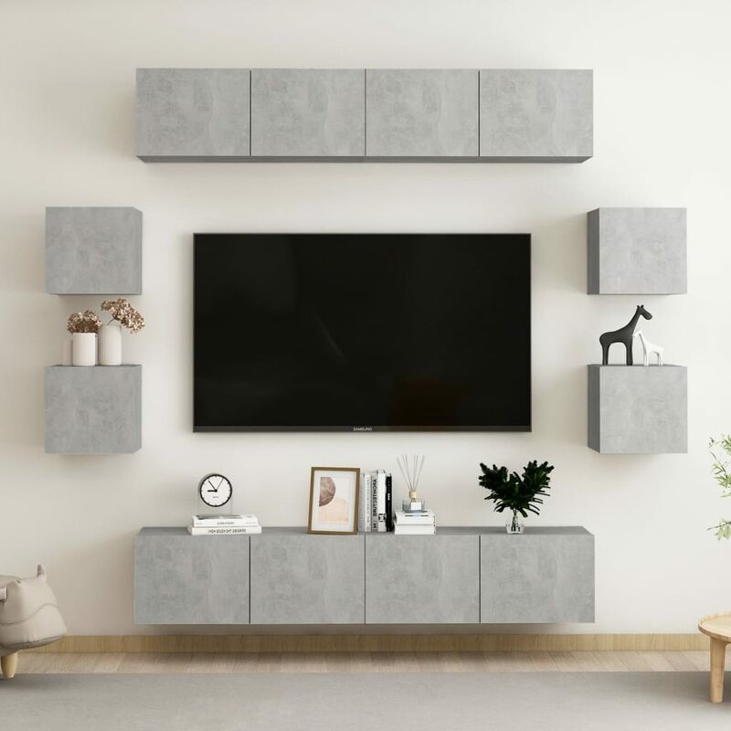 

Juego de mueble para TV de 8 piezas aglomerado gris hormigón