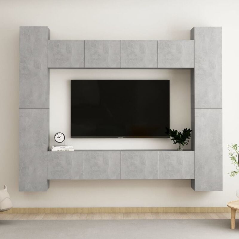 

Juego de mueble para TV de 8 piezas aglomerado gris hormigón