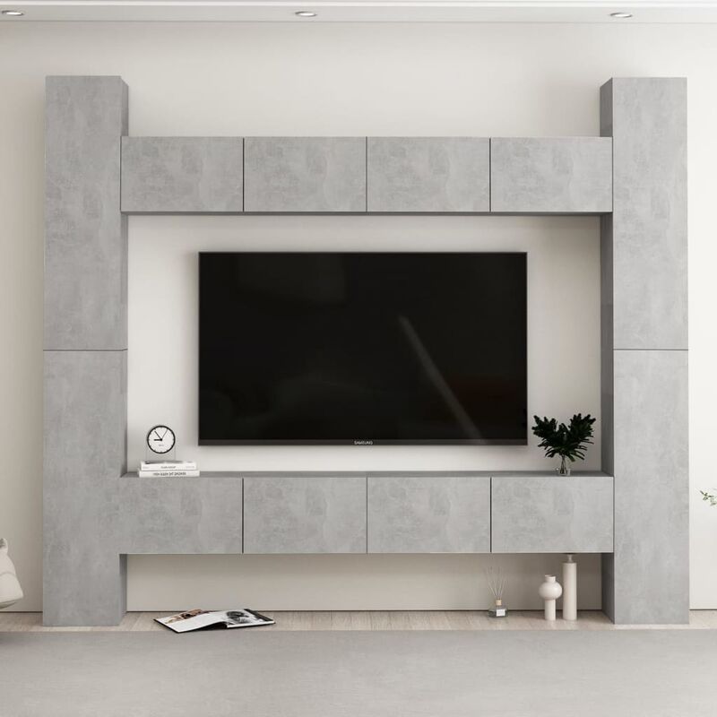 

Juego de mueble para TV de 8 piezas aglomerado gris hormigón