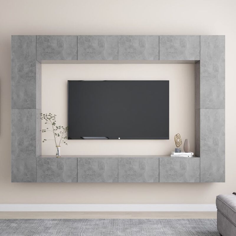 

Juego de mueble para TV de 8 piezas aglomerado gris hormigón