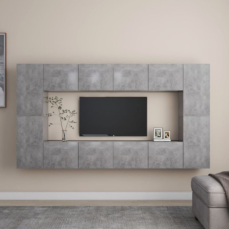

Juego de mueble para TV de 8 piezas aglomerado gris hormigón