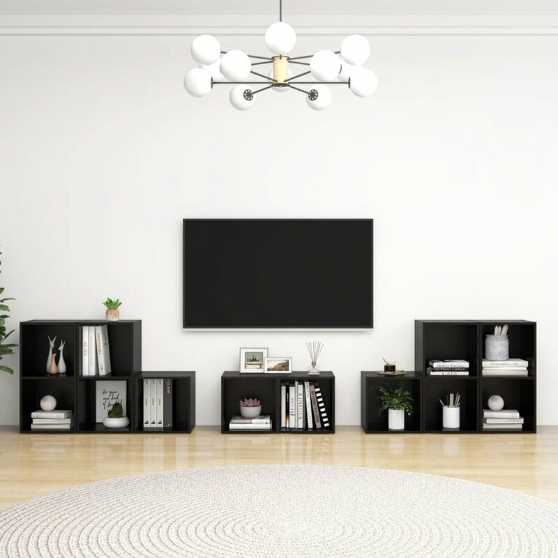 

Juego de mueble para TV de 8 piezas aglomerado negro