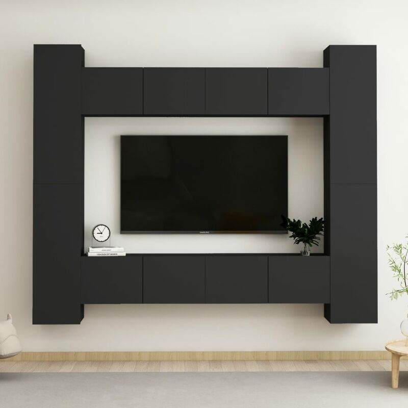

Juego de mueble para TV de 8 piezas aglomerado negro