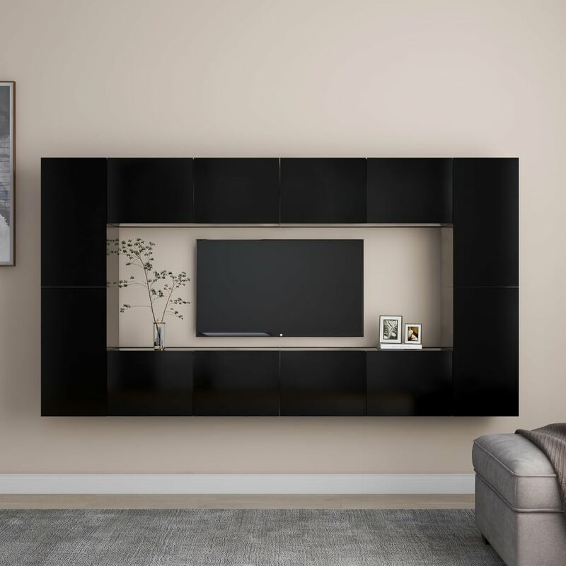 

Juego de mueble para TV de 8 piezas aglomerado negro