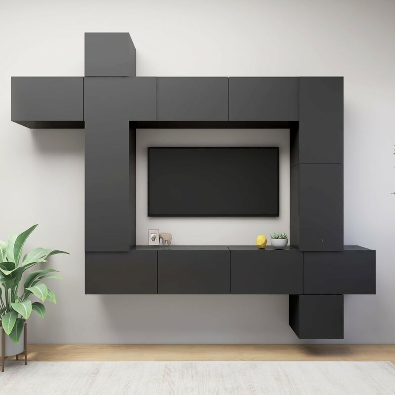 

Juego de mueble para TV de 9 piezas aglomerado gris
