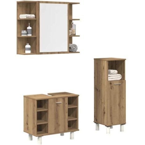 Juego de muebles baño 3 piezas madera ingeniería roble artisan