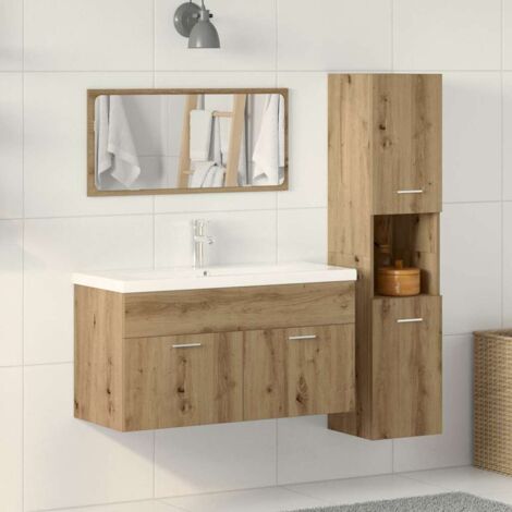Juego de muebles baño 3 piezas madera ingeniería roble artisan