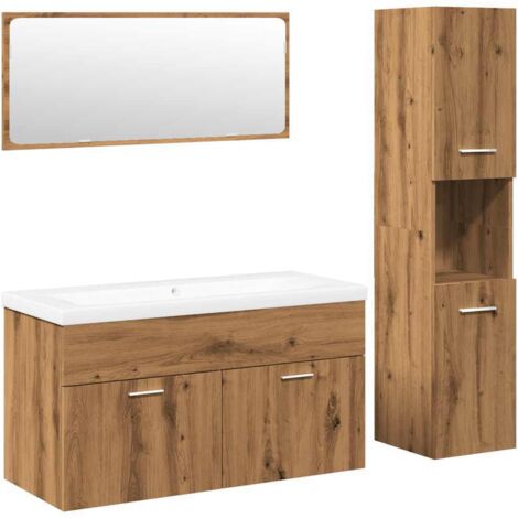 Juego de muebles baño 4 piezas madera ingeniería roble artisan vidaXL