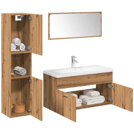 Juego de muebles baño 5 piezas madera ingeniería roble artisan