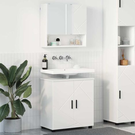 Juego de muebles de baño 2 pcs Madera de ingeniería & Metal