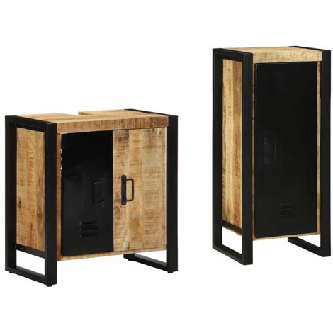 Juego de muebles de baño 2 pcs Madera de mango maciza