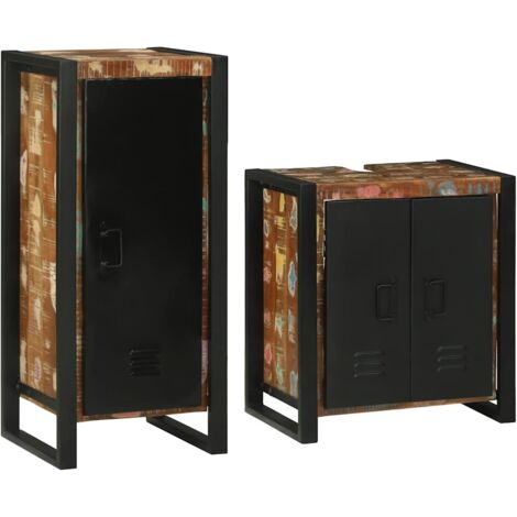 Juego de muebles de baño 2 pcs Madera reciclada maciza