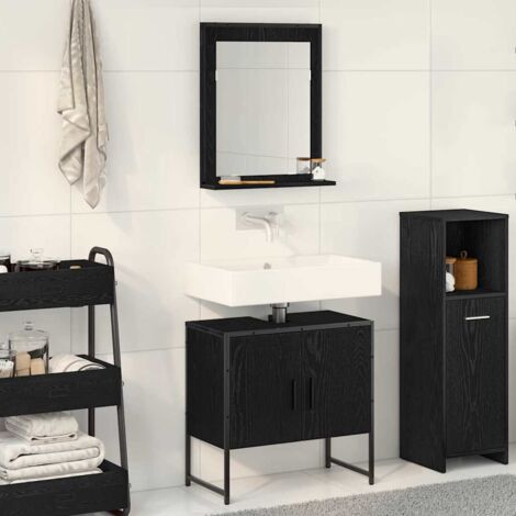 Juego de muebles de baño 2 pcs Negro Madera contrachapada vidaXL