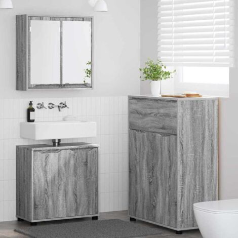 Juego de muebles de baño 3 pcs Gris  Madera contrachapada