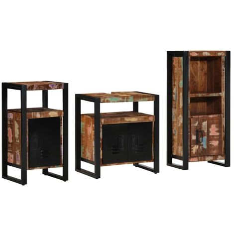 Juego de muebles de baño 3 pcs Madera reciclada maciza