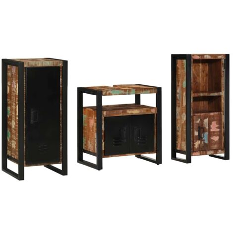 Juego de muebles de baño 3 pcs Madera sólida recuperada vidaXL