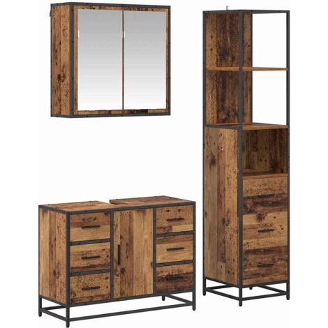 Juego de muebles de baño 3 pcs Madera vieja 80 x 33 x 60 cm vidaXL