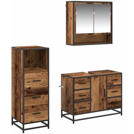 Juego de muebles de baño 3 pcs Madera vieja 80 x 33 x 60 cm vidaXL