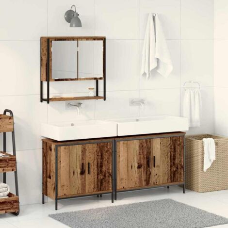 Juego de muebles de baño 3 pcs Marrón Madera contrachapada vidaXL