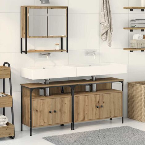 Juego de muebles de baño 3 pcs Marrón Madera contrachapada vidaXL