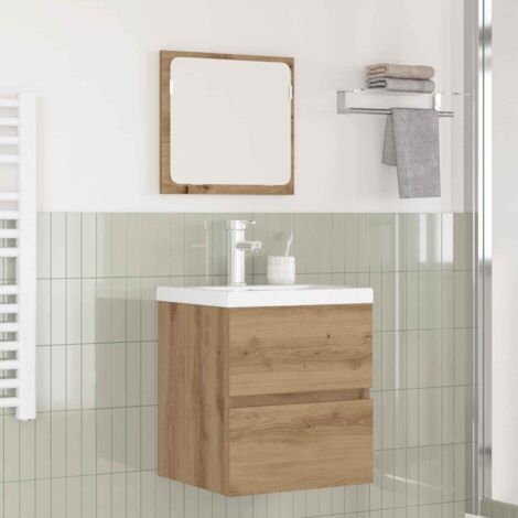 Juego de muebles de baño 3 pcs Roble artesanal y  Mediano