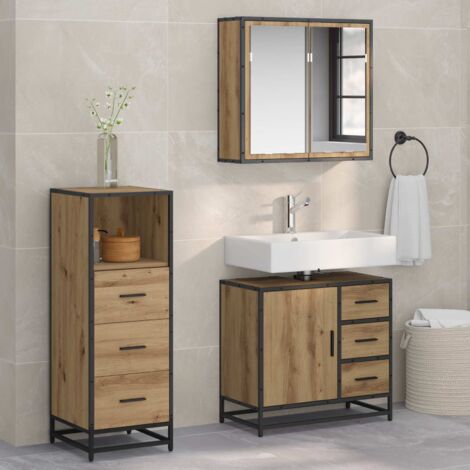 Juego de muebles de baño 3 pcs Roble artisan 35 x 37.5 x 100 cm