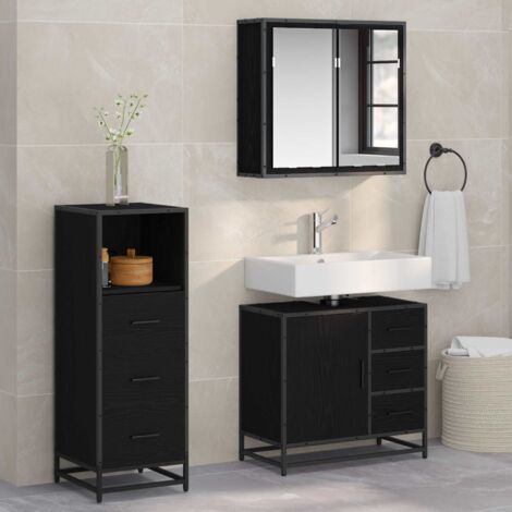 Juego de muebles de baño 3 pcs Roble negro 35 x 37.5 x 100 cm