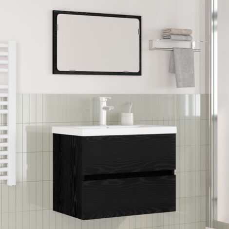 Juego de muebles de baño 3 pcs Roble negro 60 x 38.5 x 45 cm