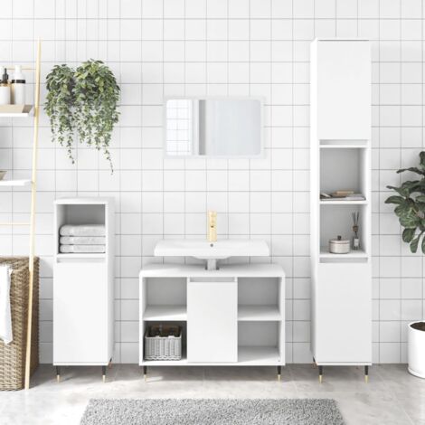 Juego de muebles de baño 3 pzas madera contrachapada blanco vidaXL