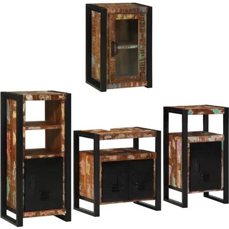 Juego de muebles de baño 4 pcs Madera reciclada maciza