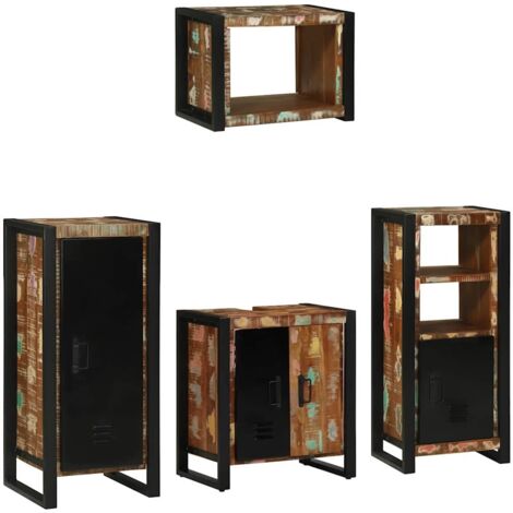 Juego de muebles de baño 4 pcs Madera reciclada maciza